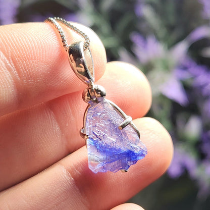 Tanzanite Crystal Pendant, Sterling Silver Handmade Necklace