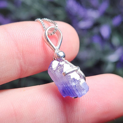 Tanzanite Sterling Silver Pendant, Bicolor Tanzanite Necklace