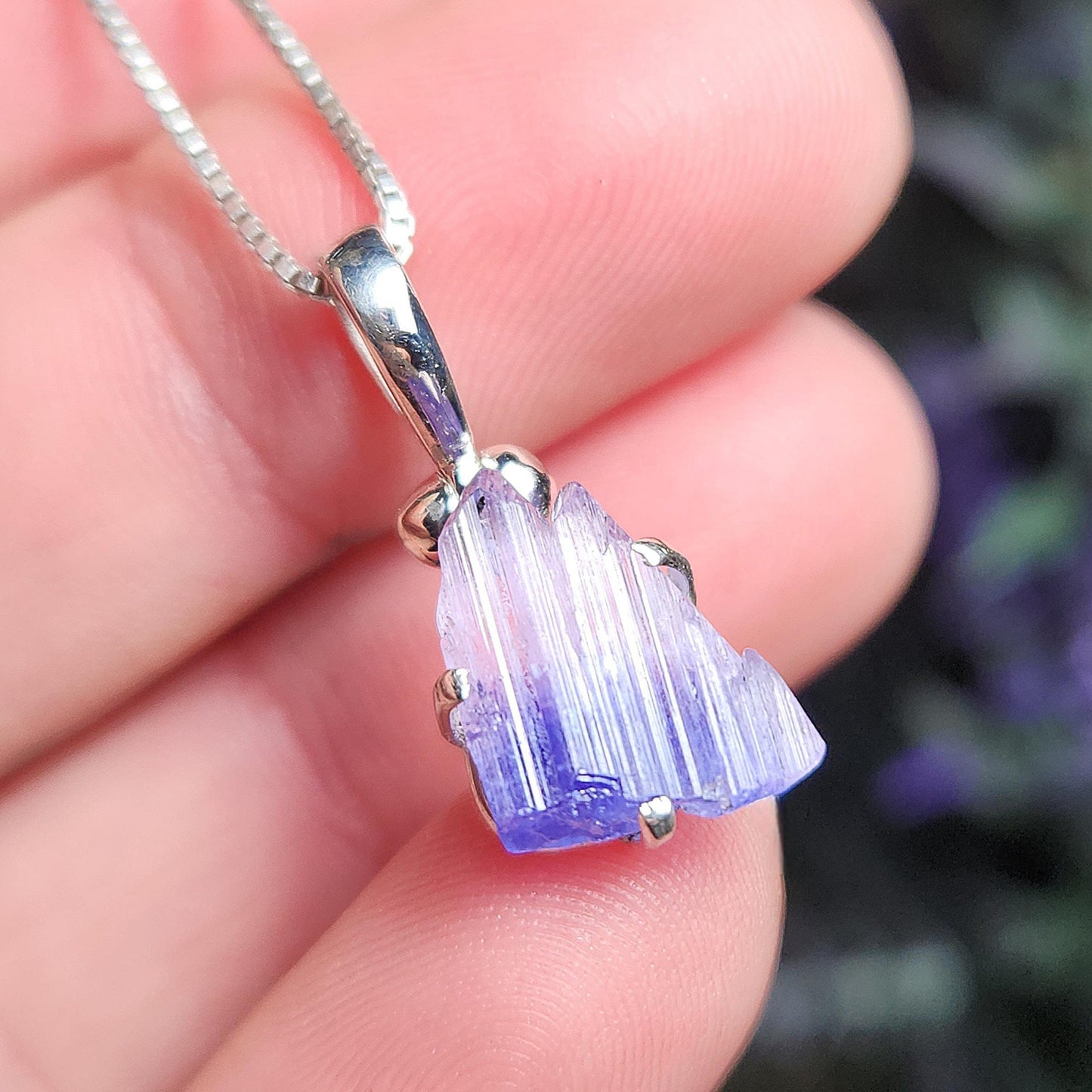 Tanzanite Sterling Silver Pendant, Bicolor Tanzanite Necklace