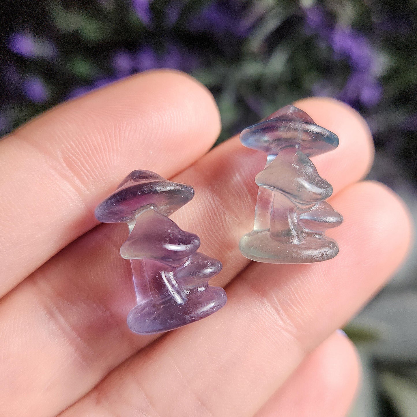 Fluorite Mushroom Carving, Tiny Crystal Mushroom