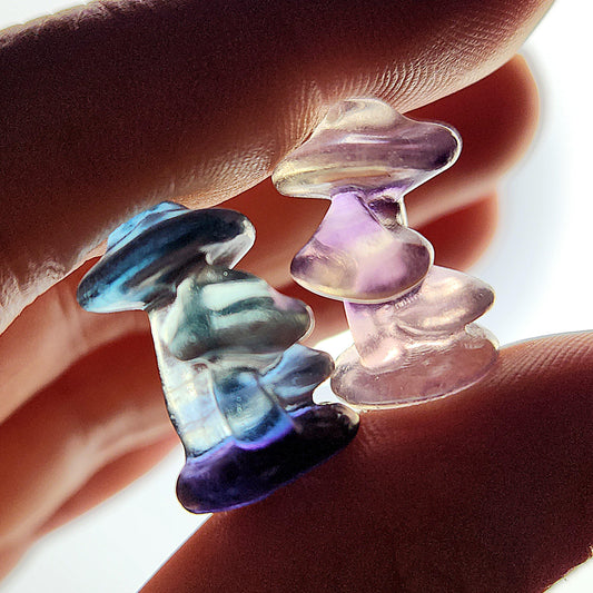 Fluorite Mushroom Carving, Tiny Crystal Mushroom