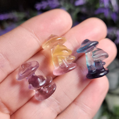 Fluorite Mushroom Carving, Tiny Crystal Mushroom