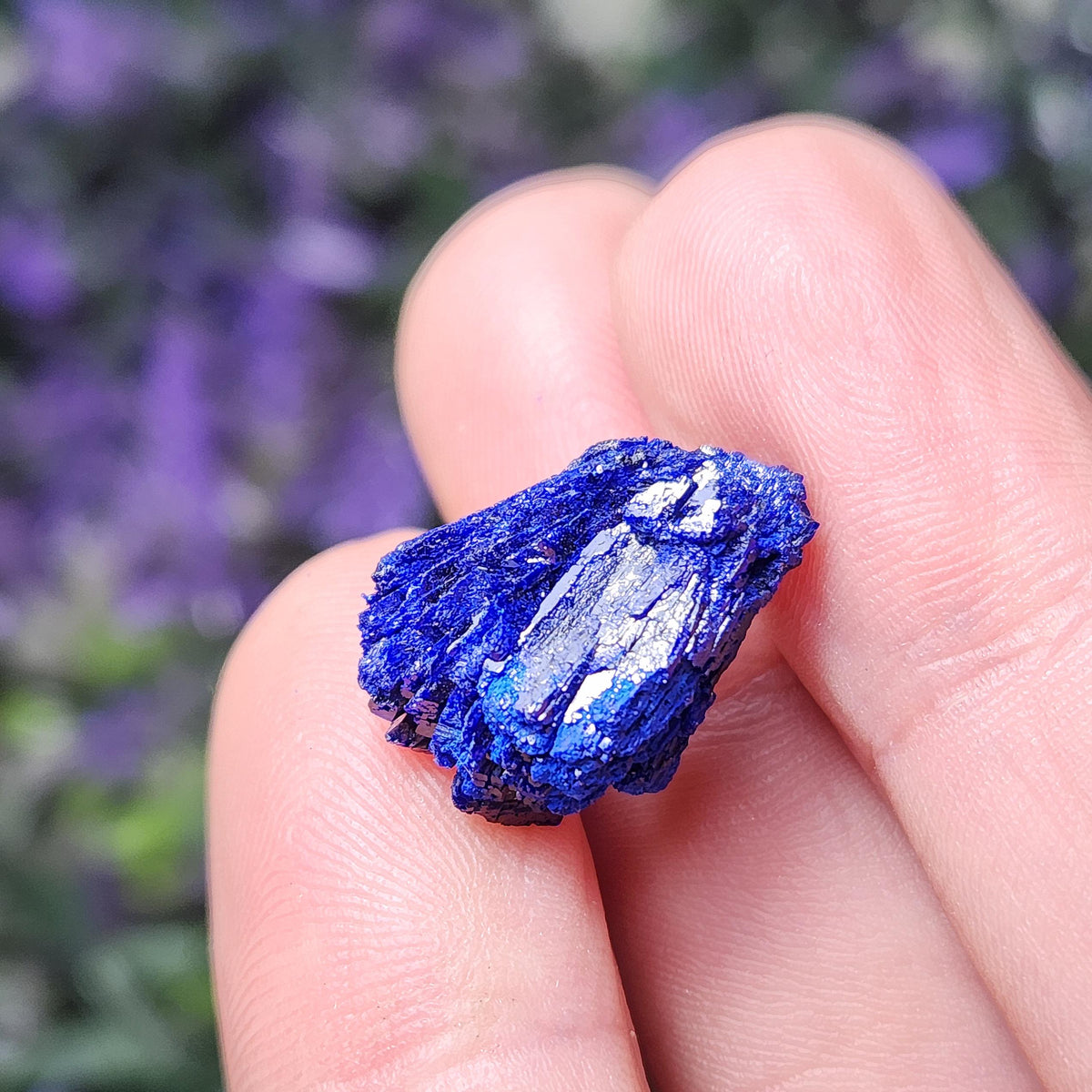 Azurite Crystal Specimen from Morocco, Druzy Terminated Blue Azurite Stone