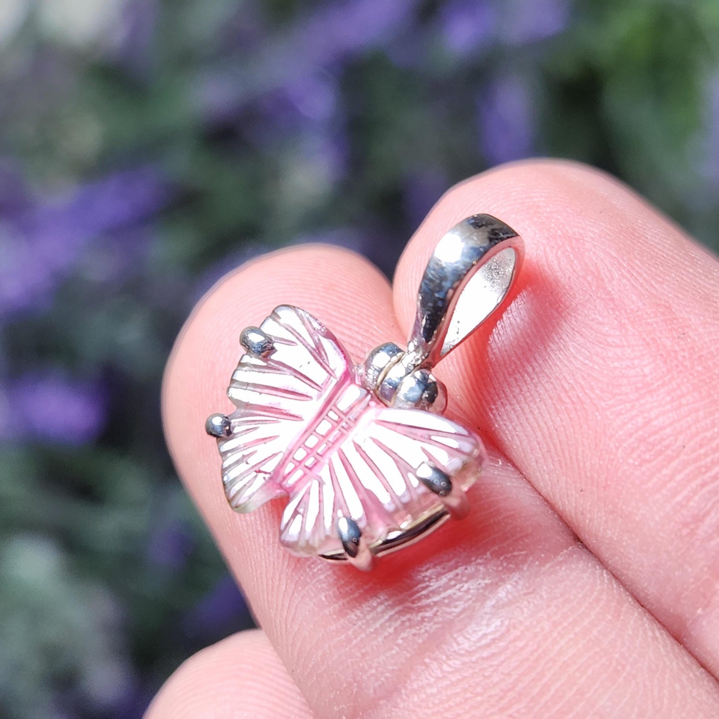 Watermelon Tourmaline Butterfly Pendant