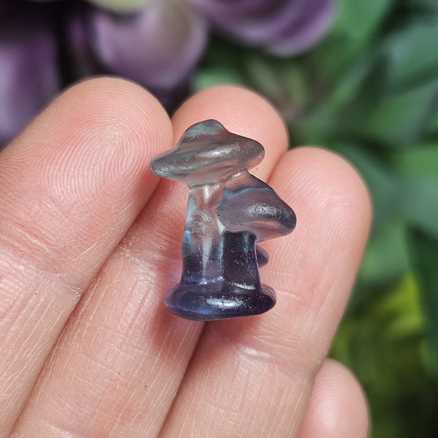 Fluorite Mushroom Carving, Tiny Crystal Mushroom