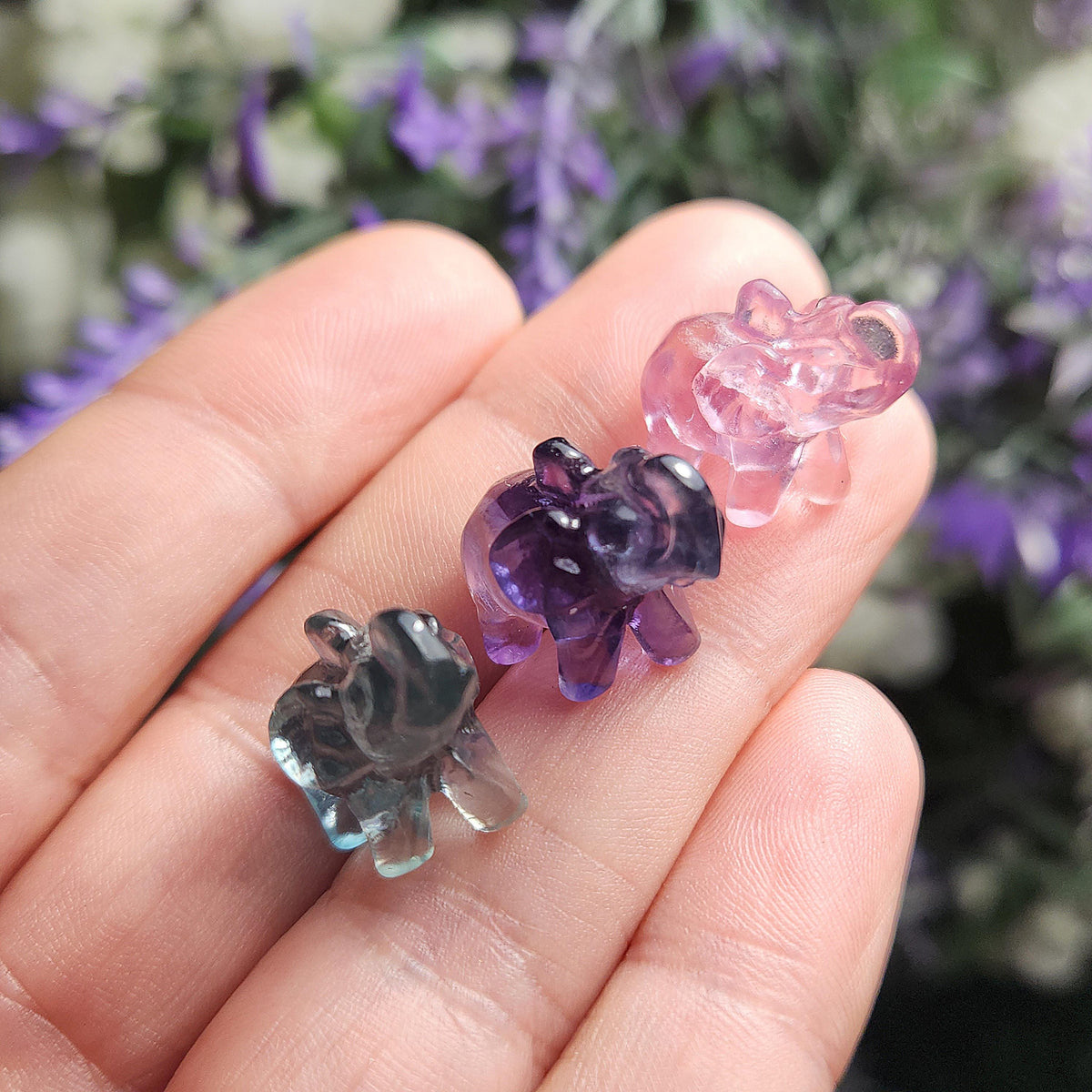 Rainbow Fluorite Elephant Carving