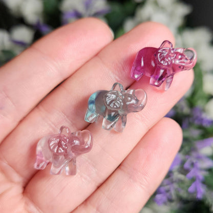 Rainbow Fluorite Elephant Carving