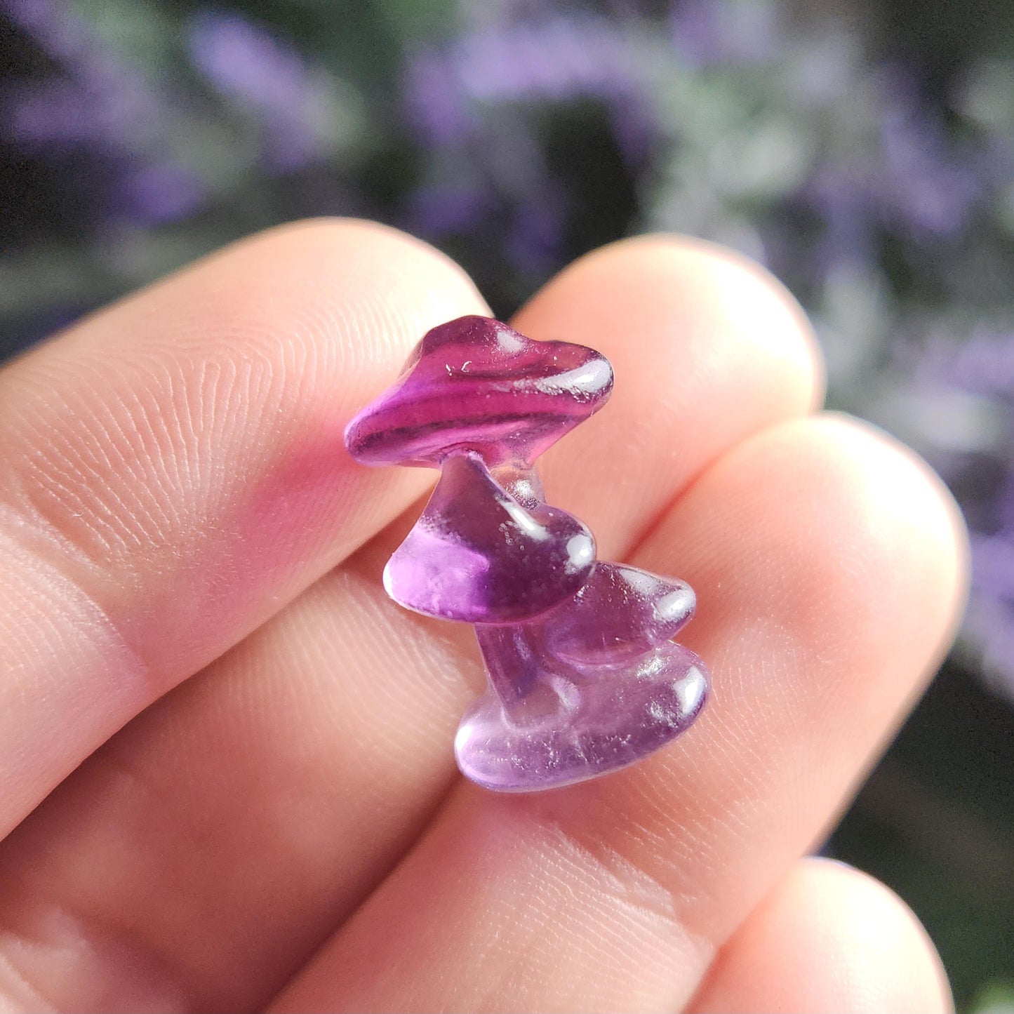 Fluorite Mushroom Carving, Tiny Crystal Mushroom
