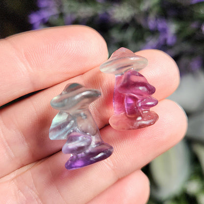 Fluorite Mushroom Carving, Tiny Crystal Mushroom
