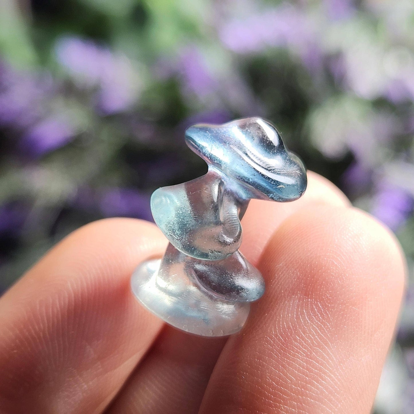 Fluorite Mushroom Carving, Tiny Crystal Mushroom