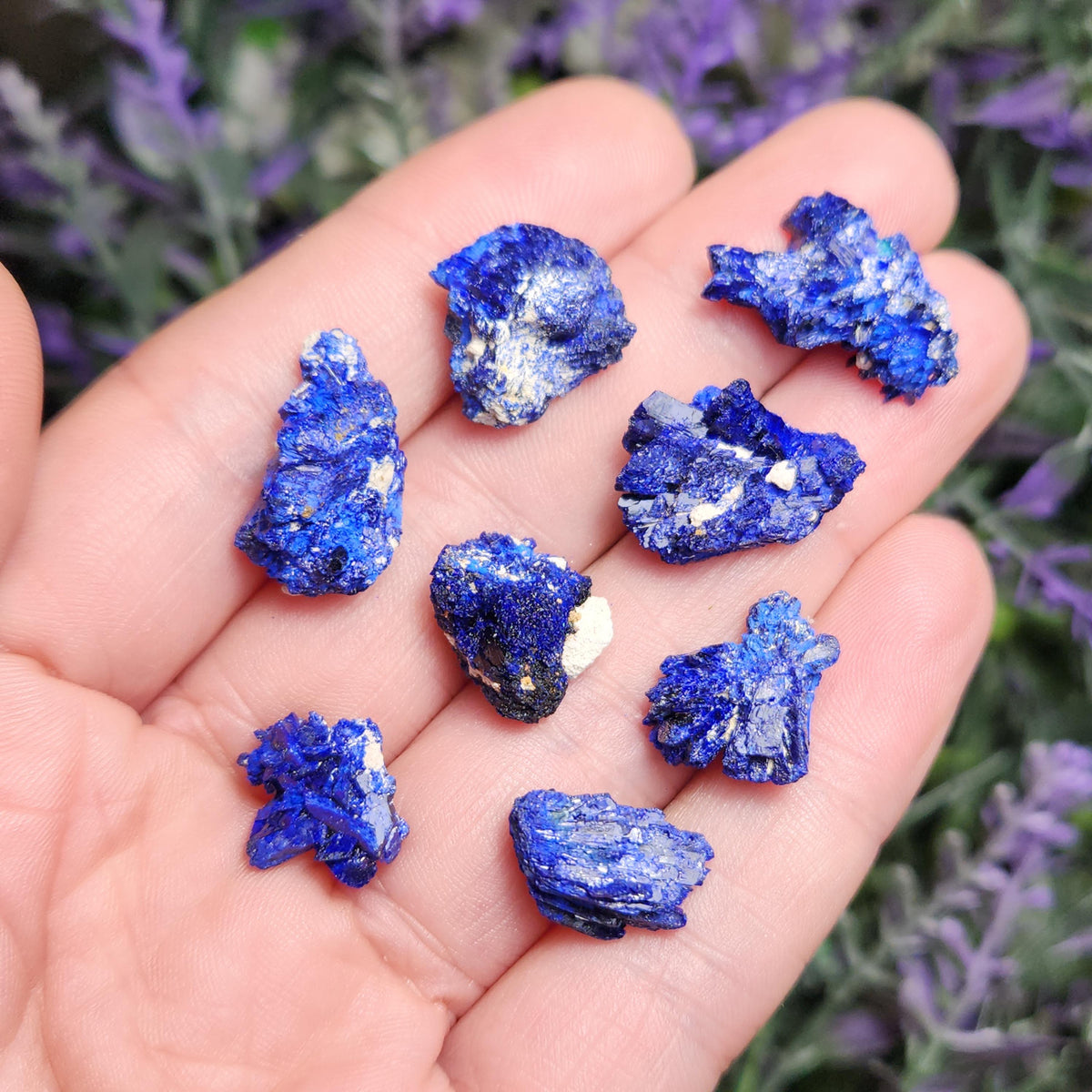 Azurite Crystal Specimen from Morocco, Druzy Terminated Blue Azurite Stone