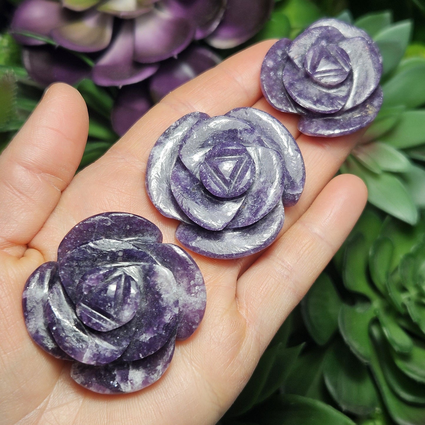 Lepidolite Rose Carving