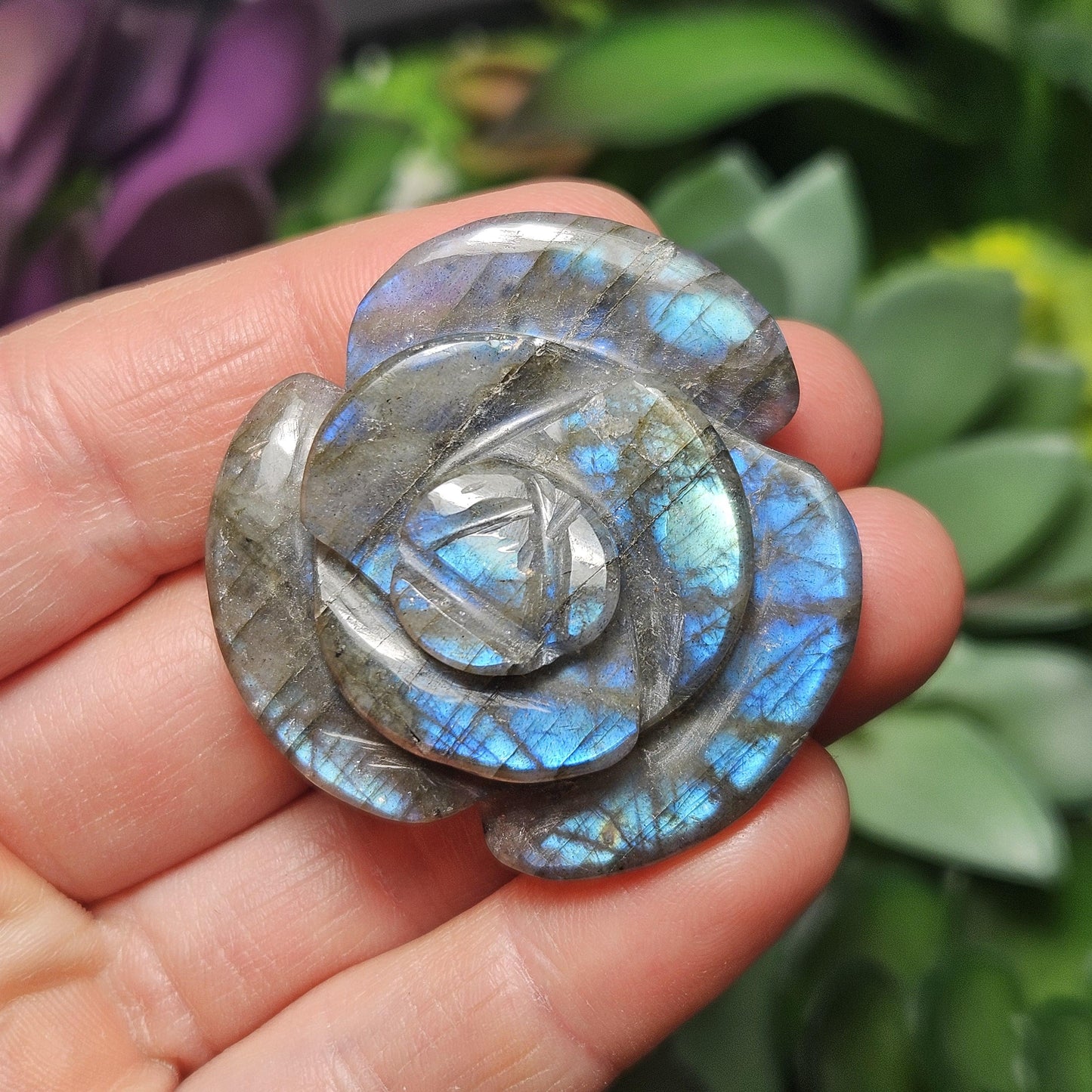 Labradorite Flower Carving