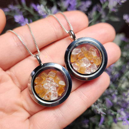 Spessartine Garnet & Herkimer Diamond Pendant