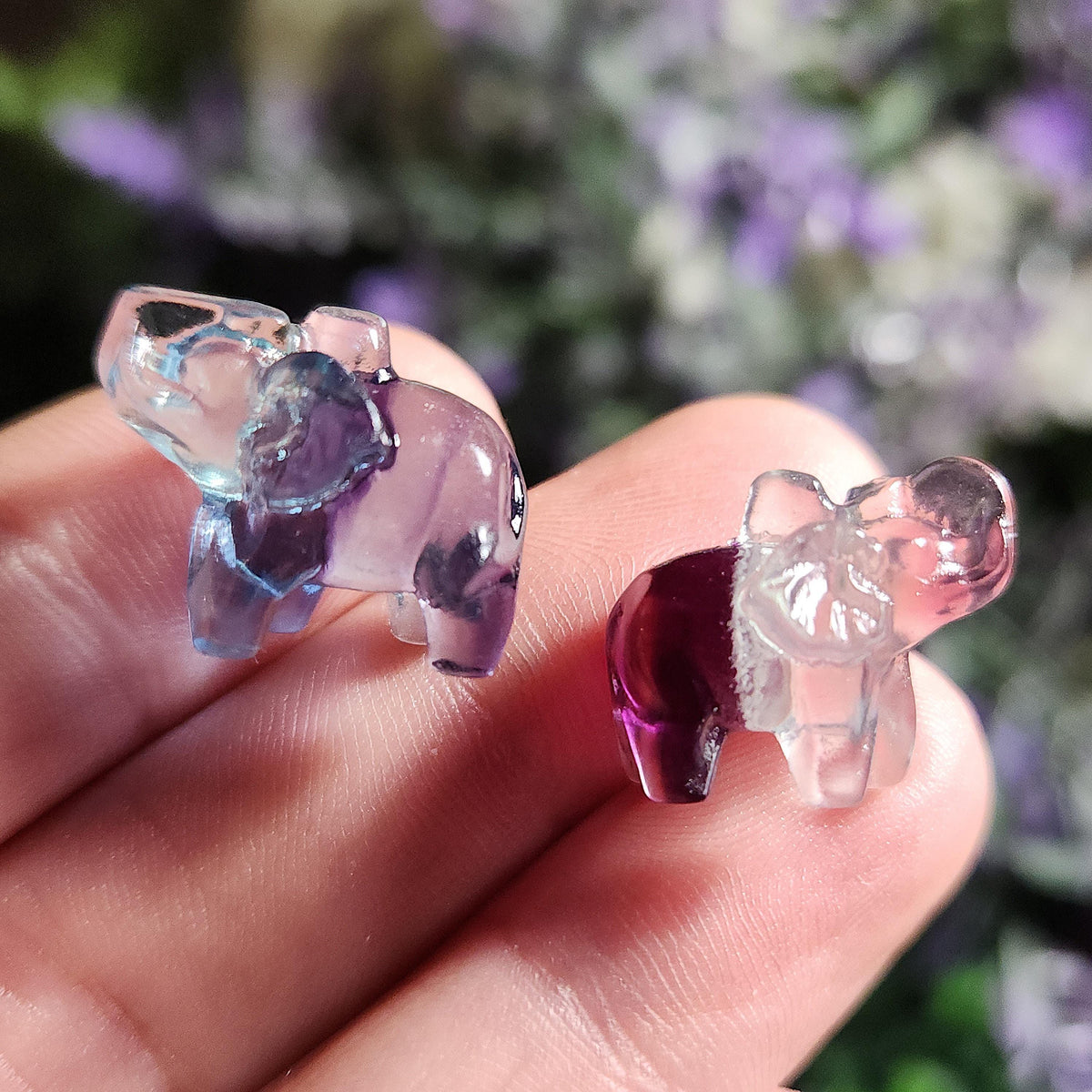 Rainbow Fluorite Elephant Carving