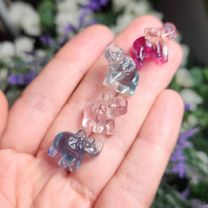 Rainbow Fluorite Elephant Carving