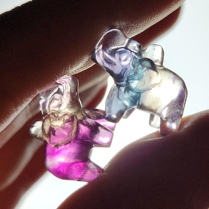 Rainbow Fluorite Elephant Carving