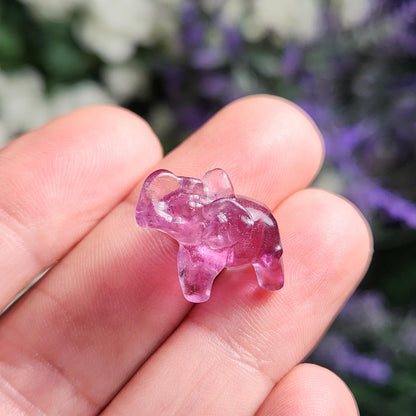 Rainbow Fluorite Elephant Carving