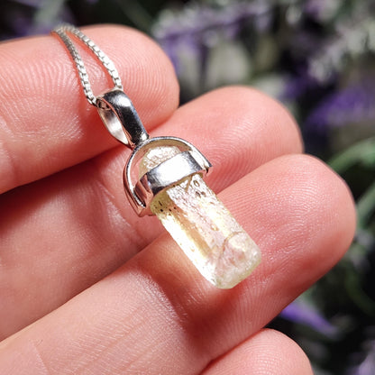 Raw Heliodor Crystal Pendant: Natural Brazilian Golden Beryl Necklace, Heliodor Terminated Specimen