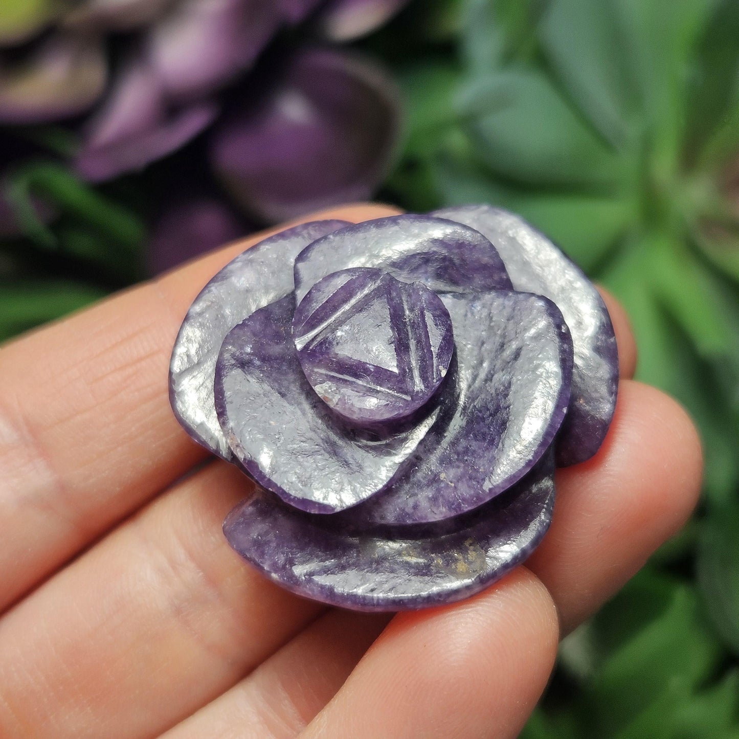 Lepidolite Rose Carving