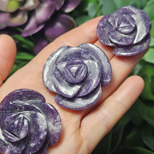 Lepidolite Rose Carving