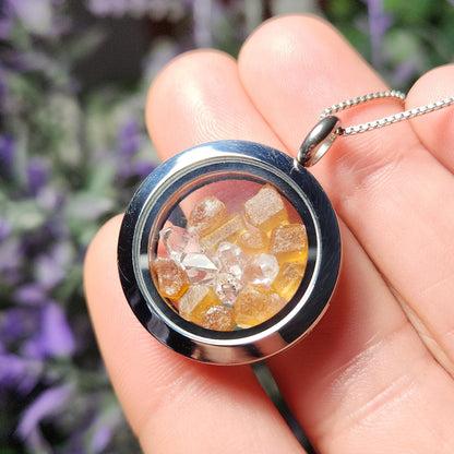 Spessartine Garnet & Herkimer Diamond Pendant