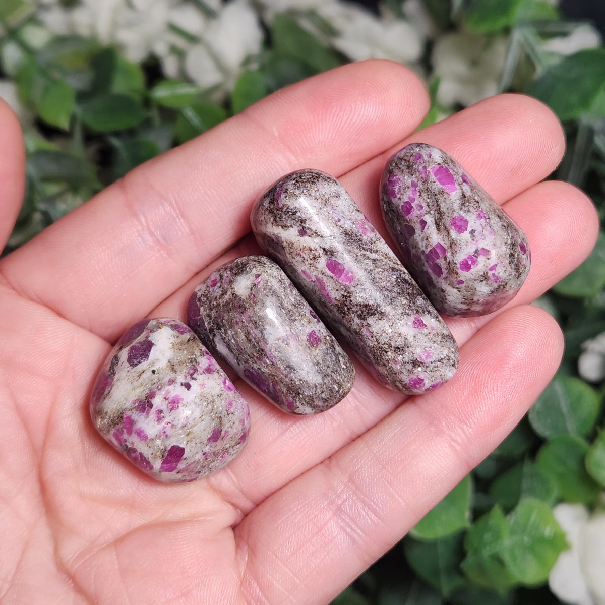 Tumbled Ruby Crystal, Ruby in Granite Specimen