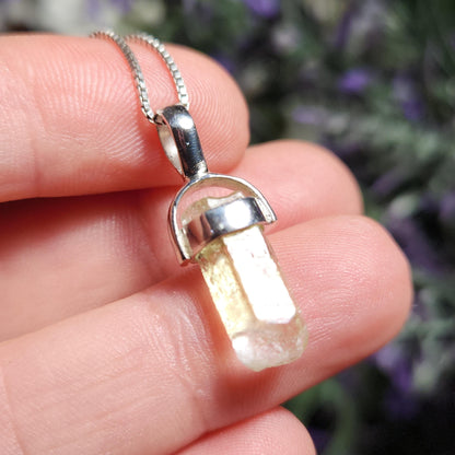 Raw Heliodor Crystal Pendant: Natural Brazilian Golden Beryl Necklace, Heliodor Terminated Specimen
