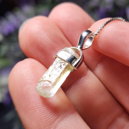 Raw Heliodor Crystal Pendant: Natural Brazilian Golden Beryl Necklace, Heliodor Terminated Specimen