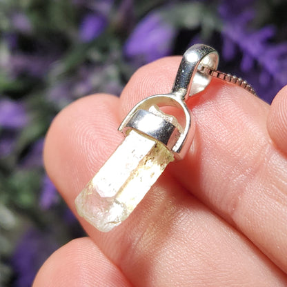 Raw Heliodor Crystal Pendant: Natural Brazilian Golden Beryl Necklace, Heliodor Terminated Specimen