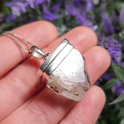 Black Tourmaline in Topaz Pendant