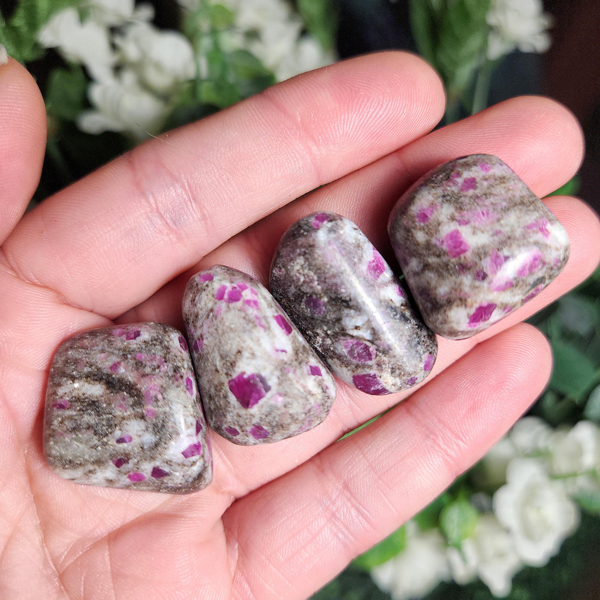 Tumbled Ruby Crystal, Ruby in Granite Specimen