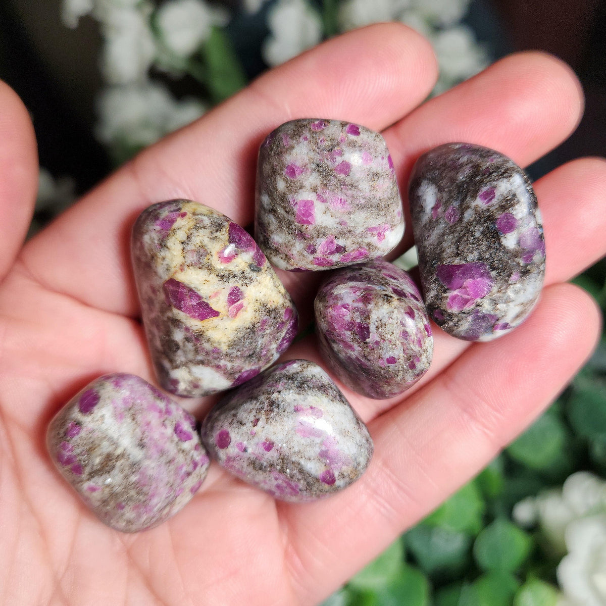 Tumbled Ruby Crystal, Ruby in Granite Specimen