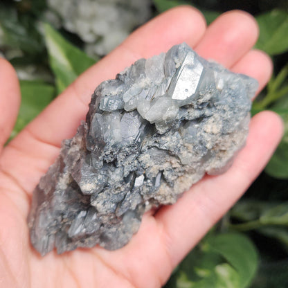 Elestial Fibrous Blue Tourmaline in Quartz