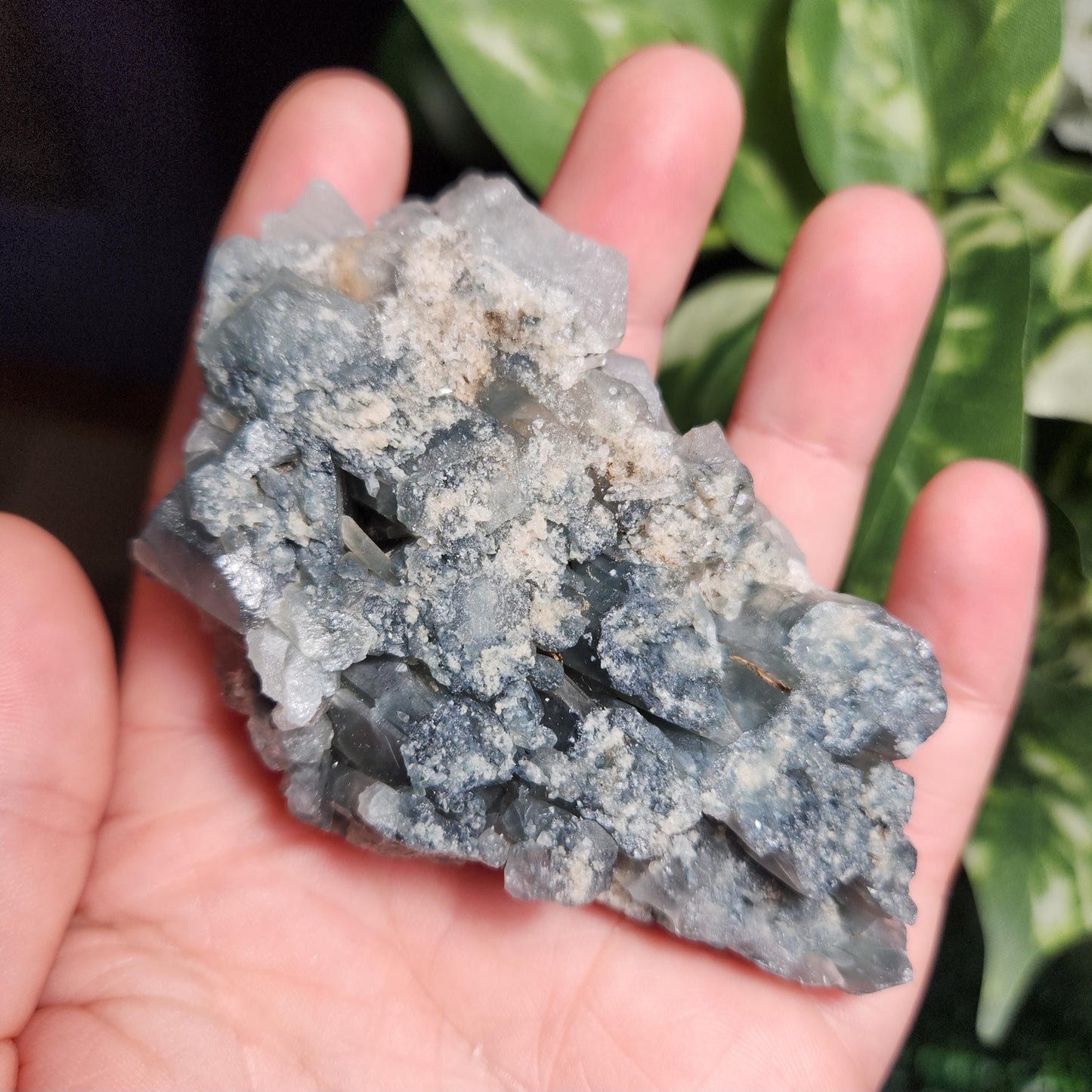 Elestial Fibrous Blue Tourmaline in Quartz