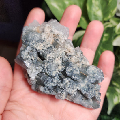 Elestial Fibrous Blue Tourmaline in Quartz