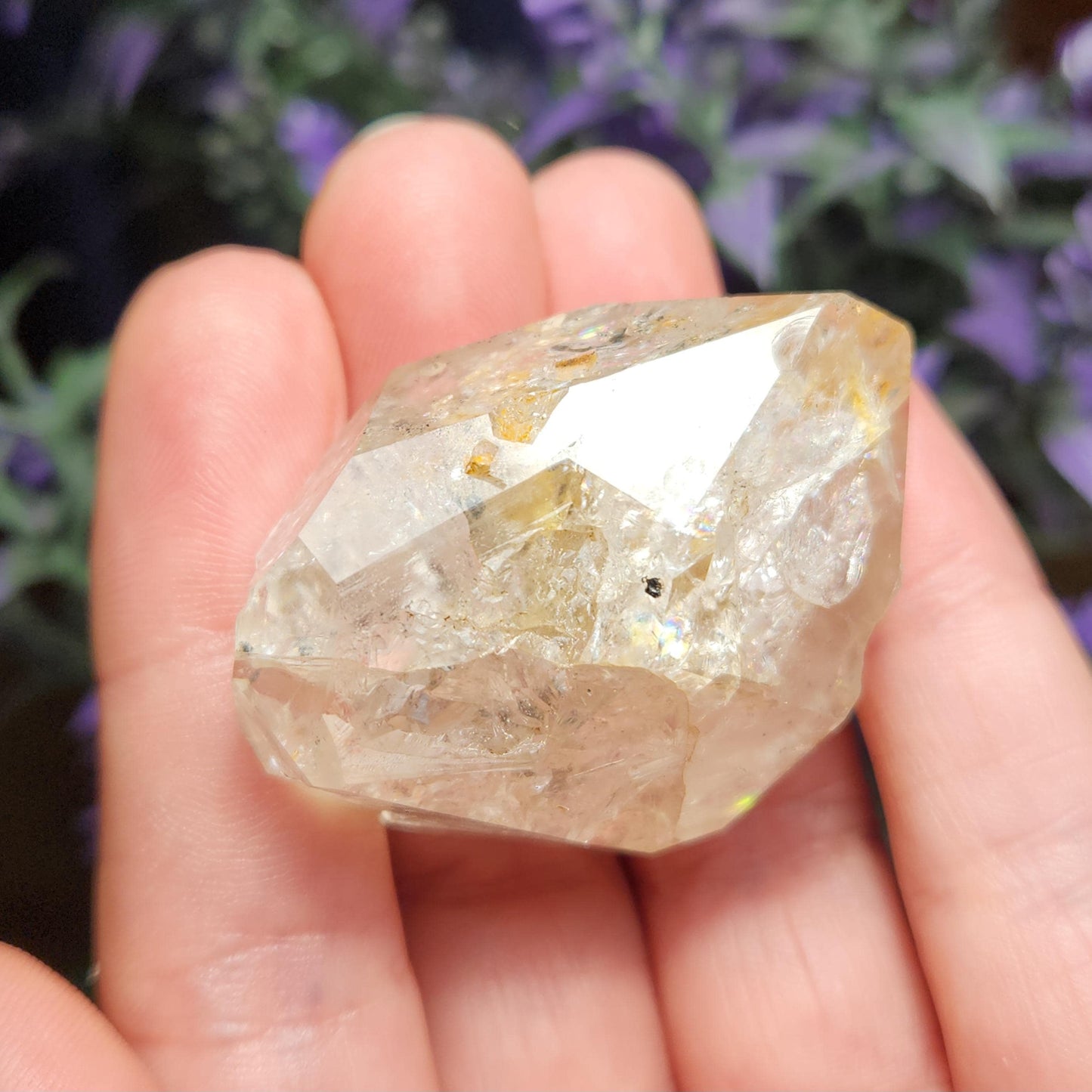 Moving ENHYDRO Herkimer Diamond (36 grams):  New York Herkimer Quartz Crystal with Water & Carbon Inclusion