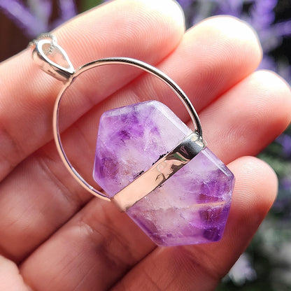 Brandberg Amethyst Pendant, Sterling Silver Crystal Necklace