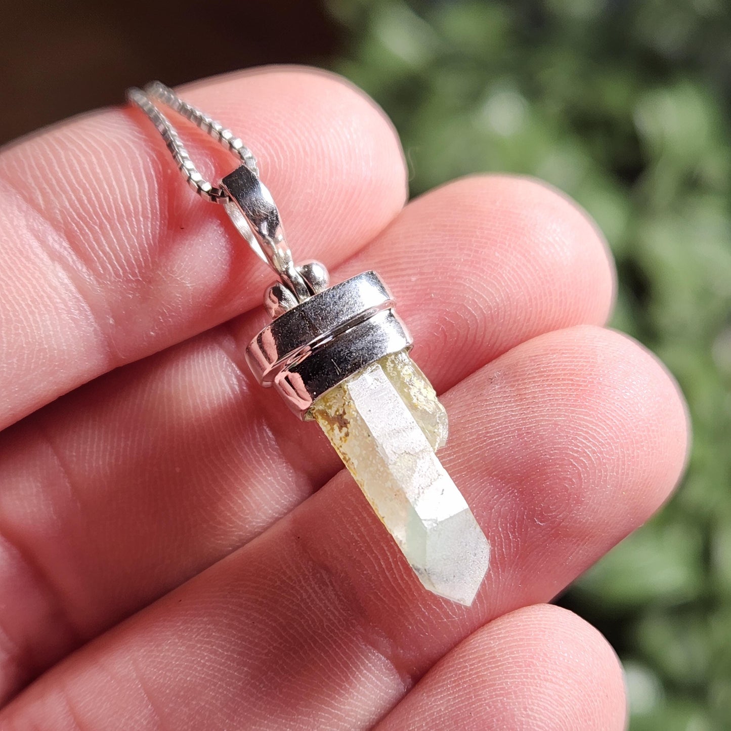 Ajoite Phantom in Quartz Crystal Pendant