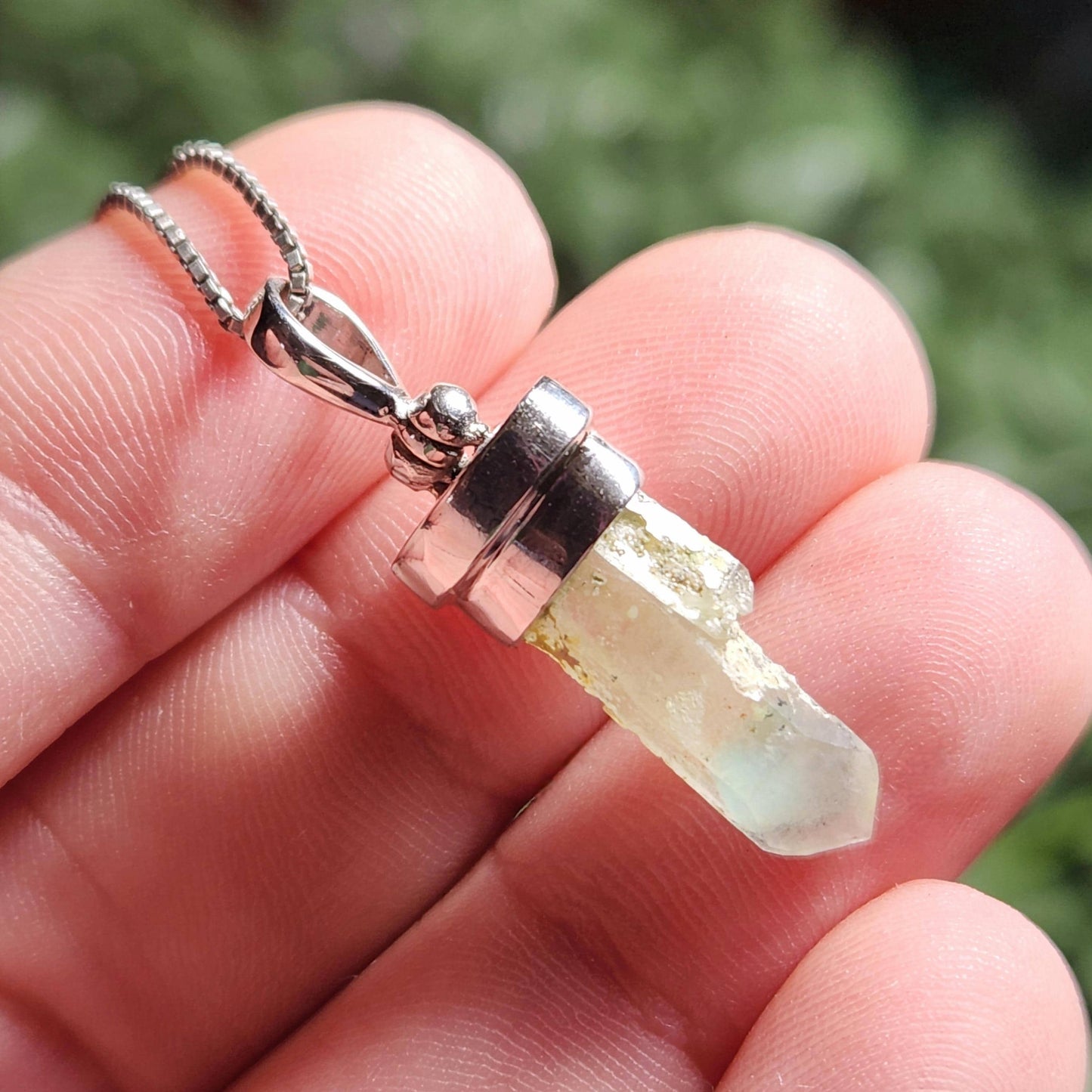 Ajoite Phantom in Quartz Crystal Pendant