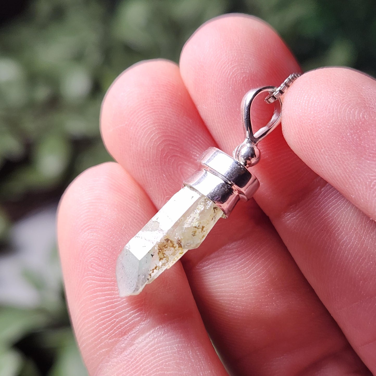 Ajoite Phantom in Quartz Crystal Pendant
