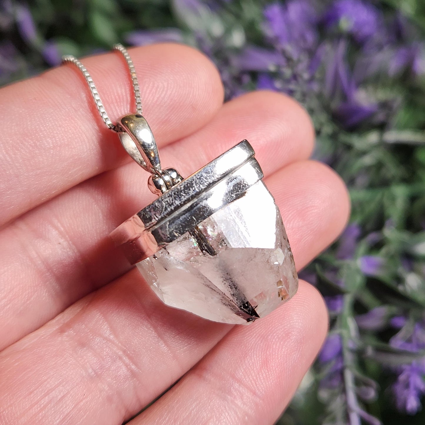 Black Tourmaline in Topaz Pendant