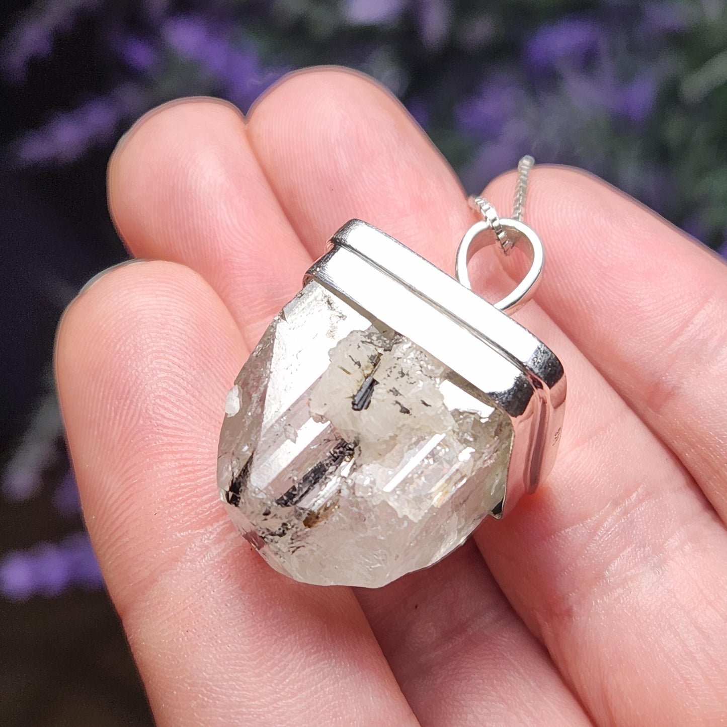 Black Tourmaline in Topaz Pendant