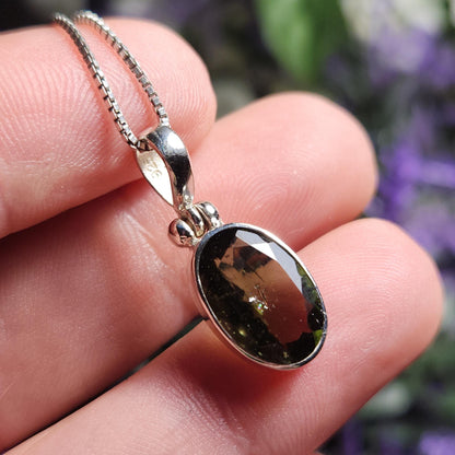 Faceted Moldavite Pendant