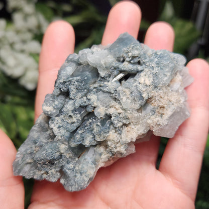 Elestial Fibrous Blue Tourmaline in Quartz