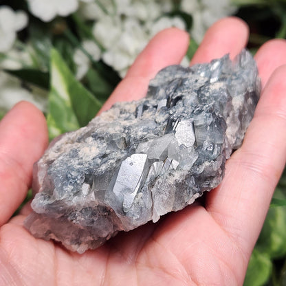 Elestial Fibrous Blue Tourmaline in Quartz