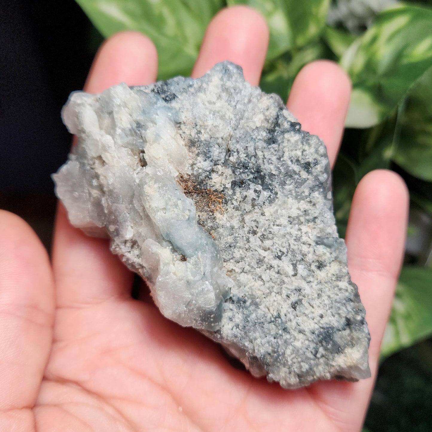 Elestial Fibrous Blue Tourmaline in Quartz
