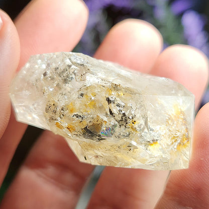 Moving ENHYDRO Herkimer Diamond (36 grams):  New York Herkimer Quartz Crystal with Water & Carbon Inclusion