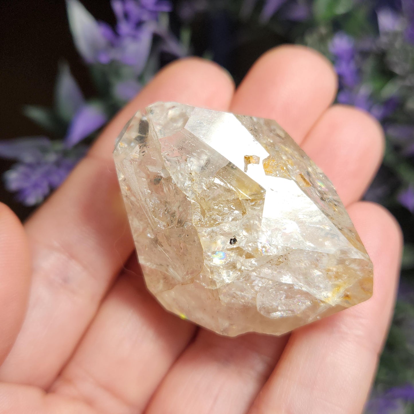 Moving ENHYDRO Herkimer Diamond (36 grams):  New York Herkimer Quartz Crystal with Water & Carbon Inclusion