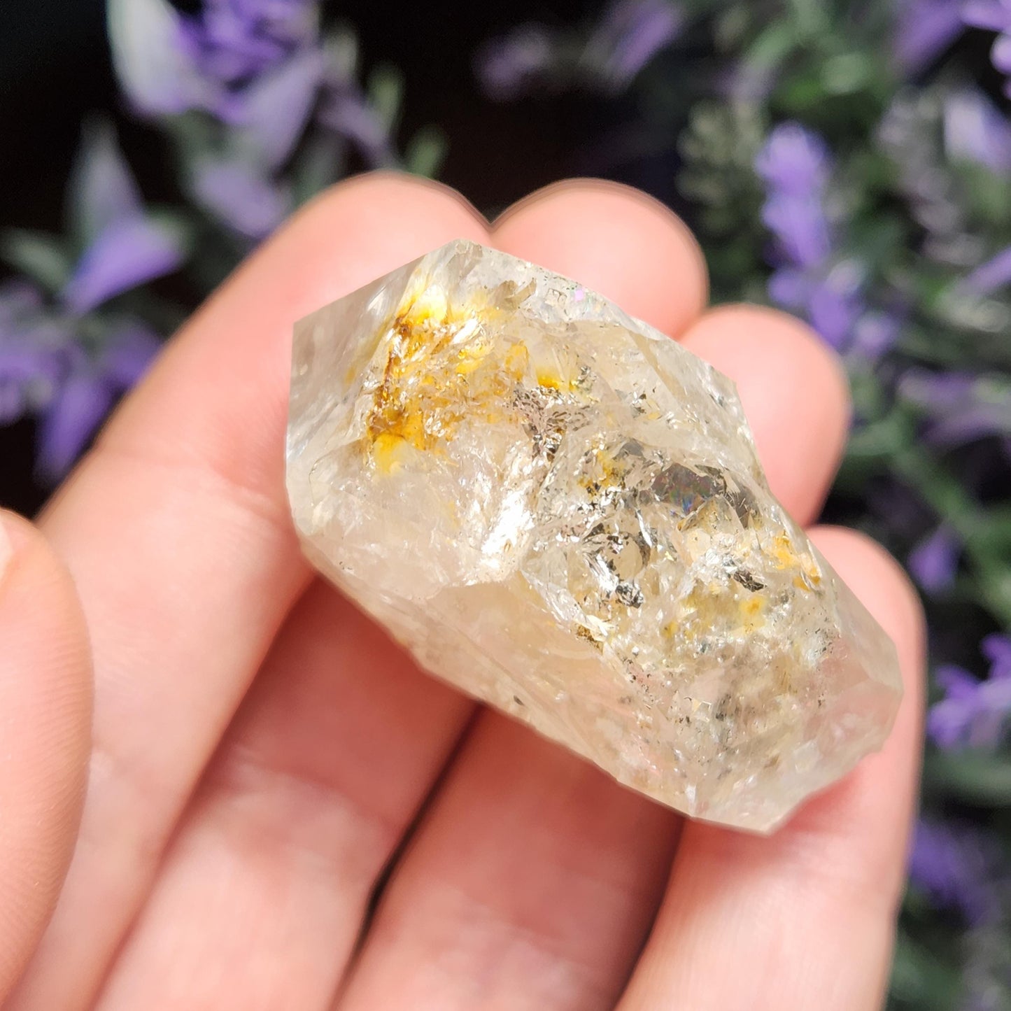 Moving ENHYDRO Herkimer Diamond (36 grams):  New York Herkimer Quartz Crystal with Water & Carbon Inclusion